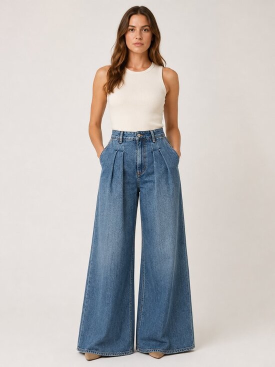L'AGENCE Denim - L’AGENCE Lorenza High Rise Palazzo Wide Leg Jeans Newmark Size 26